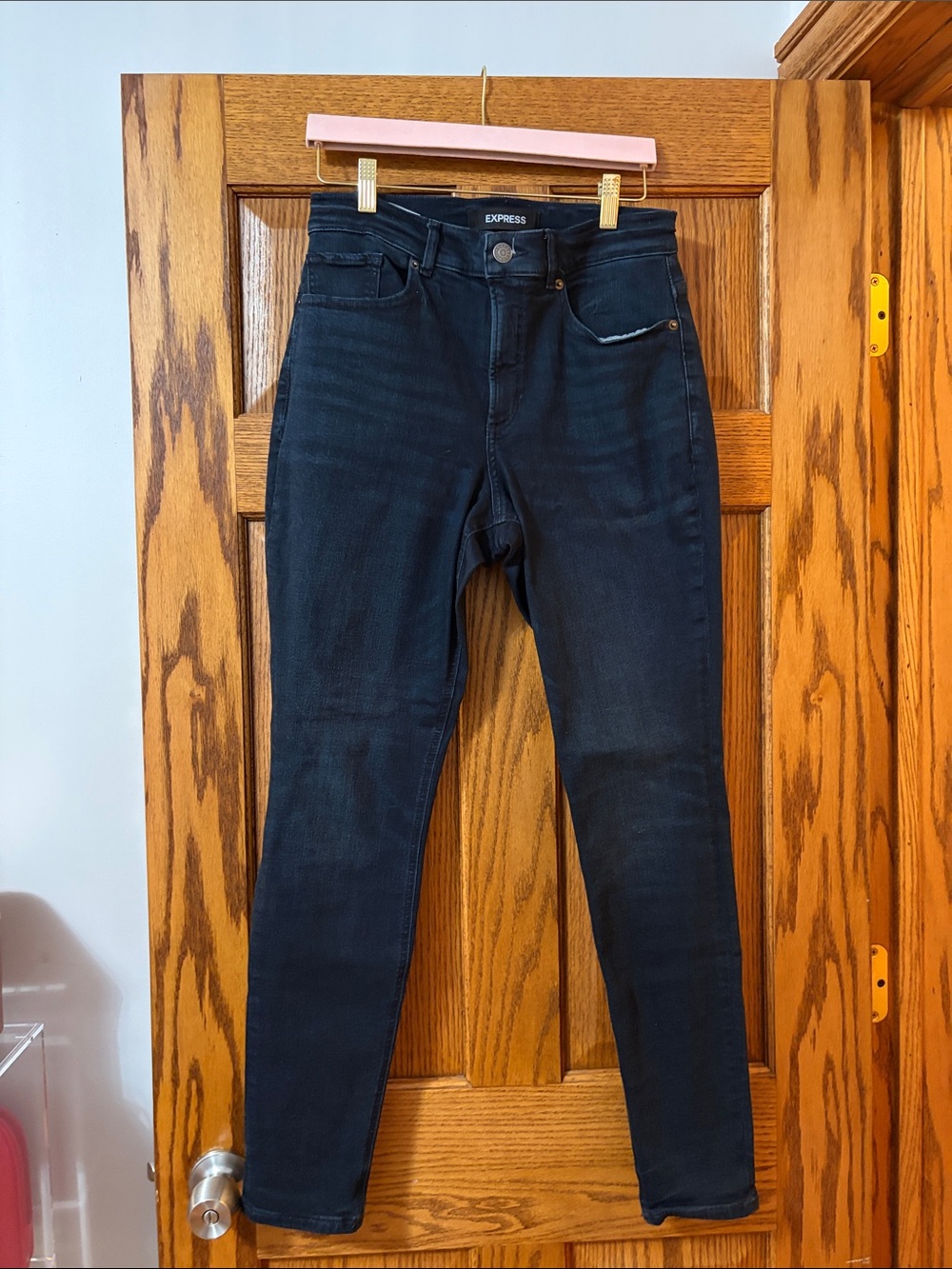 Express Women’s Dark Rinse Skinny Jeans - Stretch High-Rise
